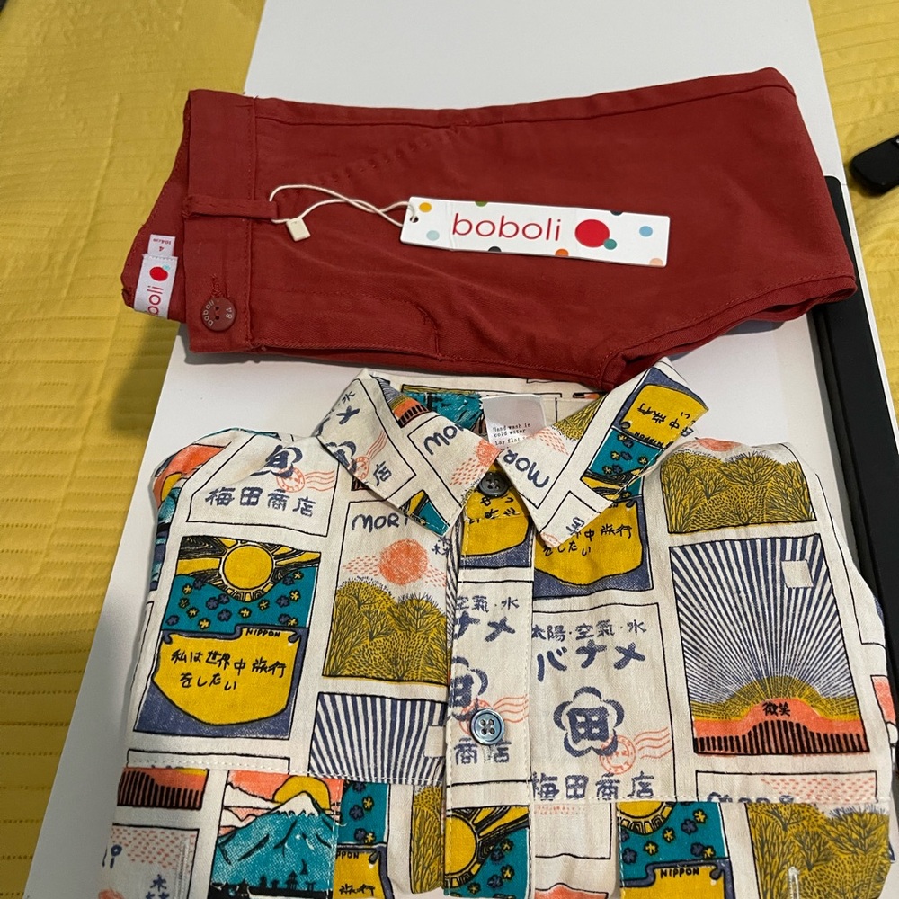 Kids Red pants and long sleeve shirt
